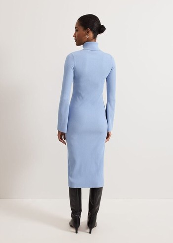 Phase Eight Kylie Blue Roll Neck Dress Blue USA | 6427089-AJ